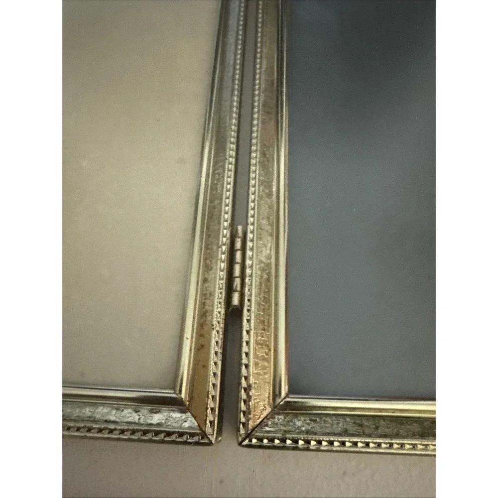Vintage Gold Metal Double Picture Photo Frame Ornate 8x10 Red Felt Back Glass